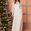 Botão Laço Contraste Corte Fora Zíper Abertura coxa Simples Glamour Vestidos de casamento