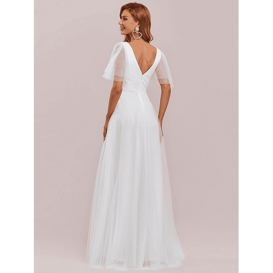 Vestidos de novia de glamour simple con cremallera plisada