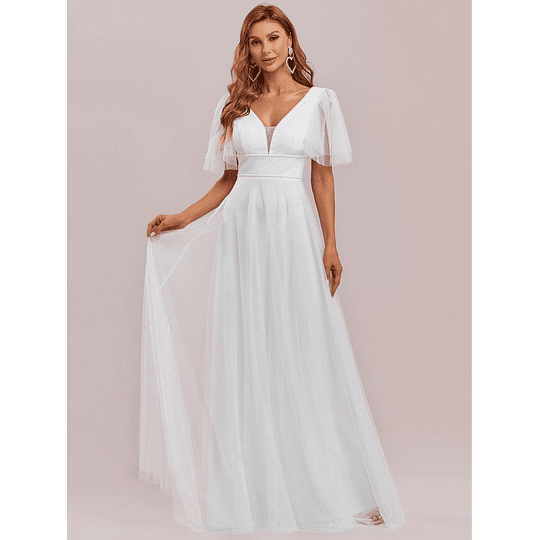 Vestidos de novia de glamour simple con cremallera plisada
