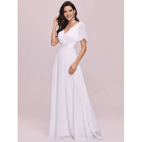 Vestido de novia elegante tubo corpiño cinta cintura gasa