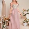 Lantejoula Contraste Zíper Simples Glamour Vestidos de madrinha de casamento