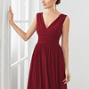 Borgonha Zíper Simples elegante Vestido