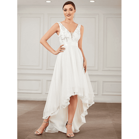 Vestido de glamour simple con cremallera