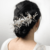 Pente de cabelo de noiva com decoração de flores de pérolas artificiais
