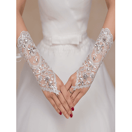 Luvas de noiva com decoração de strass