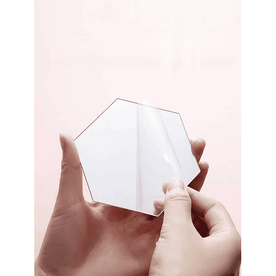 12 peças adesivo de parede com espelho hexágono