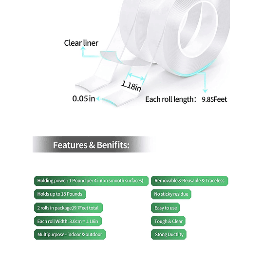 1 rolo de fita dupla-face transparente