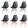 Conjunto de 6 Cadeira de Jantar Cadeira de Escritório Estilo Nórdico de Madeira Cadeiras Sala de Estar da Sala de Jantar de Cozinha (Branco/Preto)
