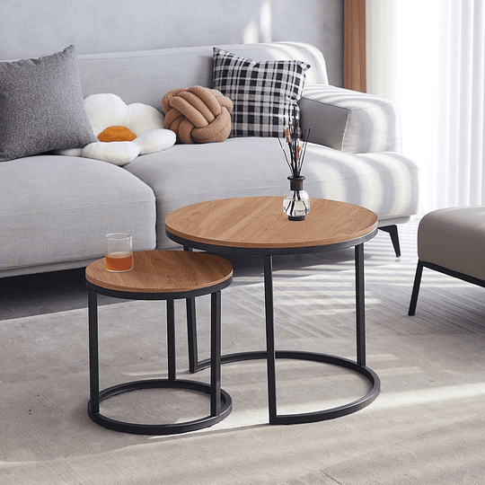 Conjunto 2 peças nordico mesa de café 2 em 1 combinação redonda mesa de chá escritório moderno e minimalista casa mesa lateral sala estar