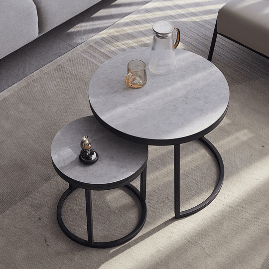 Conjunto 2 peças nordico mesa de café 2 em 1 combinação redonda mesa de chá escritório moderno e minimalista casa mesa lateral sala estar