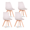 Conjunto de 4 cadeira de jantar moderna inspirado assento acolchoado plástico e madeira maciça com almofada estilo retro cadeira de cozinha para sala de jantar