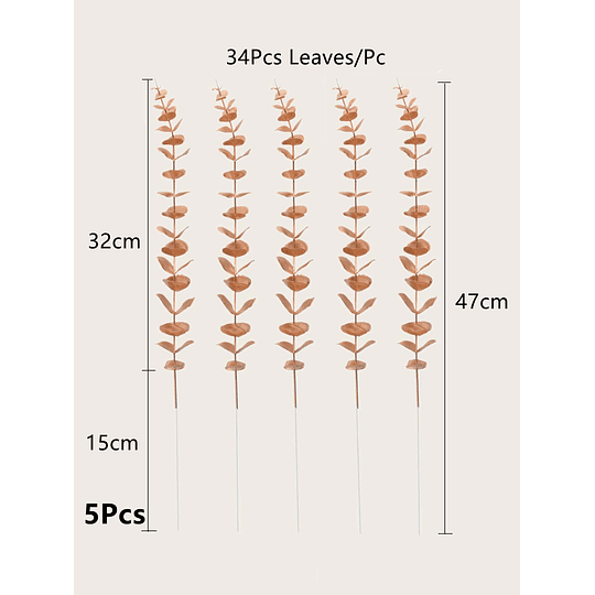 5 peças de folha de eucalipto artificial