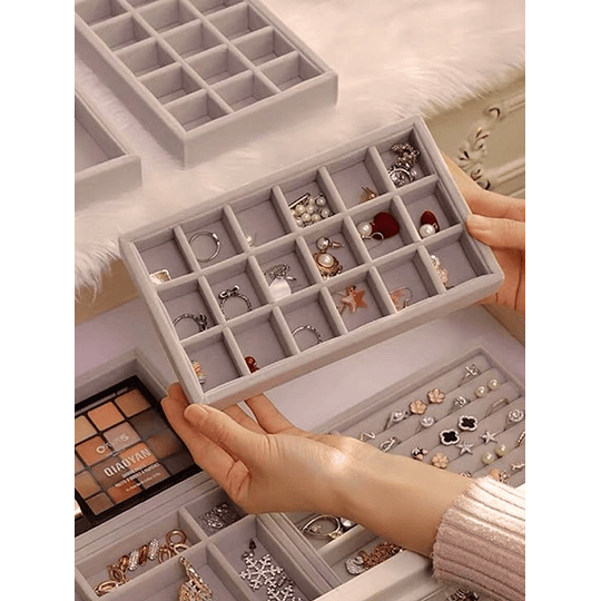 Caixa de armazenamento de joias com grade múltipla de 1 unidade