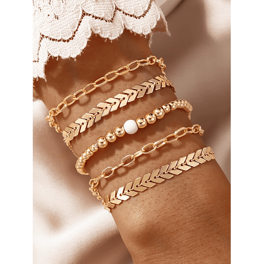 Conjunto de 5 peças de pulseira simples