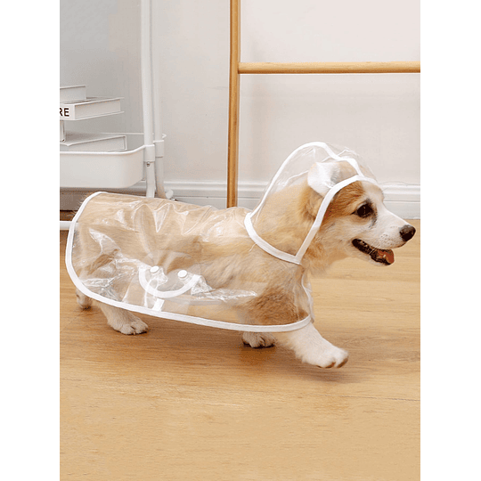 1 x capa de chuva para animais de estimação com capuz transparente