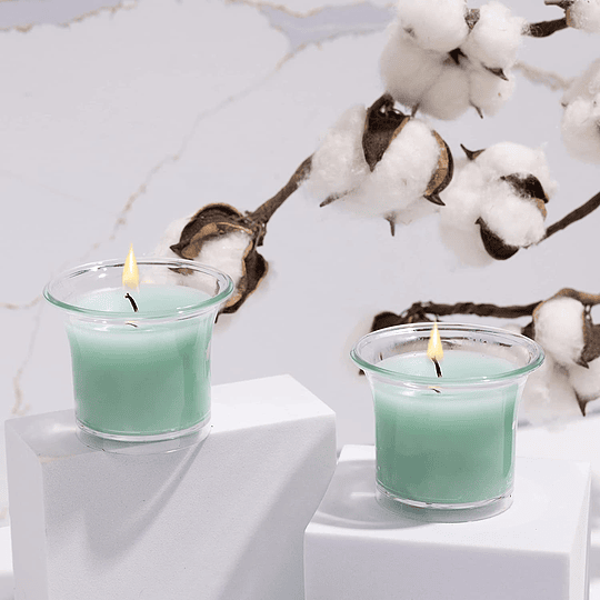 Velas aromáticas em copo transparente, velas perfumadas de cor branca, 12 horas de combustão, pacote de 4