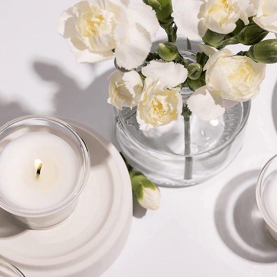 Velas aromáticas em copo transparente, velas perfumadas de cor branca, 12 horas de combustão, pacote de 4