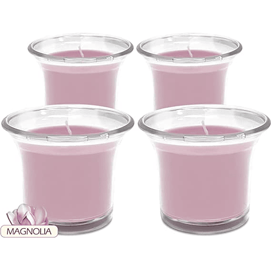 Velas aromáticas em copo transparente, velas perfumadas de cor branca, 12 horas de combustão, pacote de 4