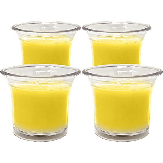 Velas aromáticas em copo transparente, velas perfumadas de cor branca, 12 horas de combustão, pacote de 4