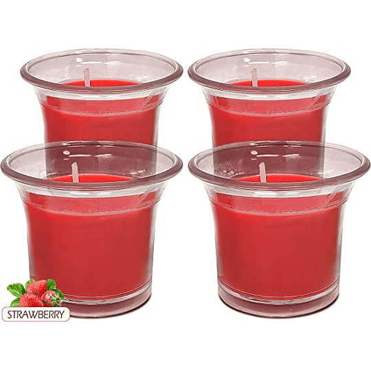 Velas aromáticas em copo transparente, velas perfumadas de cor branca, 12 horas de combustão, pacote de 4