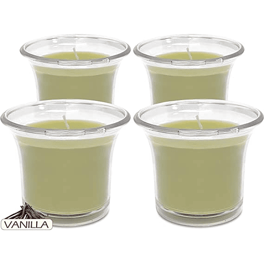 Velas aromáticas em copo transparente, velas perfumadas de cor branca, 12 horas de combustão, pacote de 4