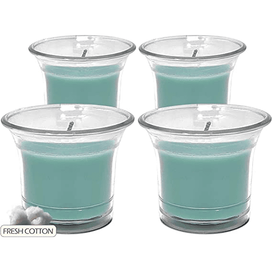 Velas aromáticas em copo transparente, velas perfumadas de cor branca, 12 horas de combustão, pacote de 4