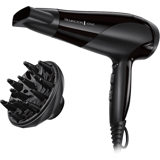 Secador de cabelo Ionic Dry 2200, iónico, sem crescimento, 2200 W, concentrador e difusor, 3 temperaturas, 2 velocidades, grelha traseira destacável, gancho para pe...