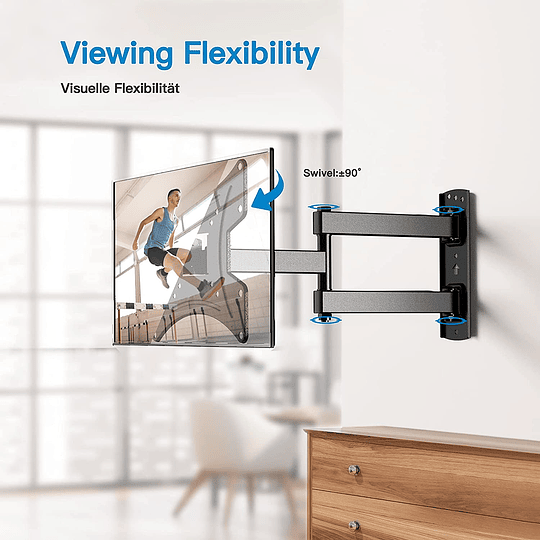 Suporte de parede para TV 13 42", girar, inclinar, estender e recolher, suporte de montagem de TV sólido, carga de até 35 kg, máx. VESA 200 x 200 mm