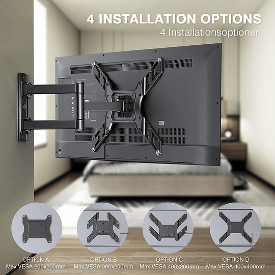 Suporte de TV de parede, ecrãs de 26-60 polegadas, articulado inclinável e giratório, até 45 kg, MAX VESA 400 x 400 mm