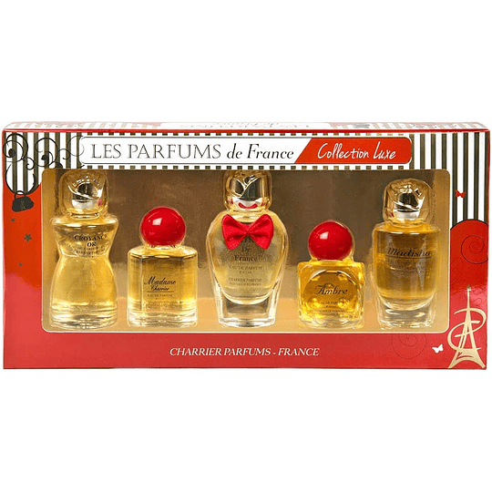 Coleção de perfumes com estojo de 5 frascos de Perfumes em miniatura cor vermelha 49,7 ml
