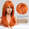Peruca sintética para mulher com franja cabelo vermelho-laranja de onda da natureza 