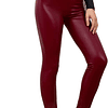 Mulheres PU Leggins couro Skinny calças elásticas, Preto