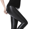 Mulheres PU Leggins couro Skinny calças elásticas, Preto