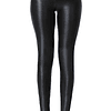 Mulheres PU Leggins couro Skinny calças elásticas, Preto