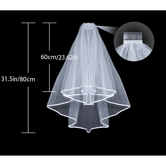 Véu de noiva branco com pente casamentos despedida de solteiros acessórios de fot...