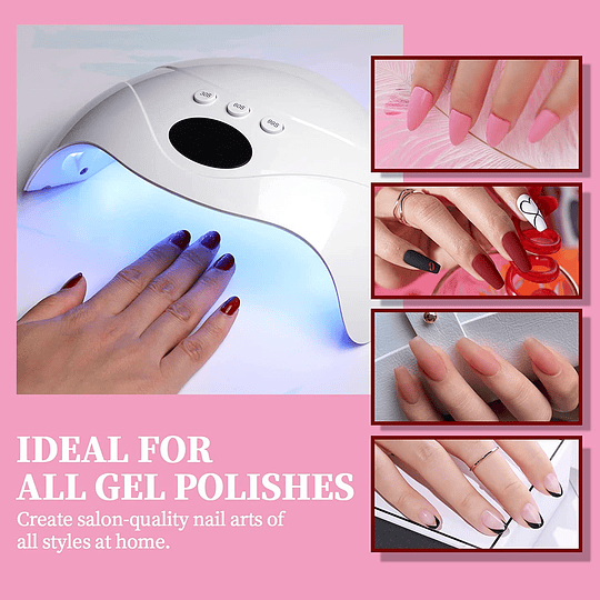 Lâmpada UV LED para unhas, 24 W, conjunto de manicure semipermanente de gel de 6 cores, UV LED, base