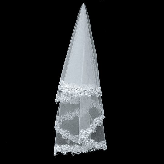 1.5M 1 Camada Véu de Noiva Bordado Brilhante Flor de Ameixa Branco