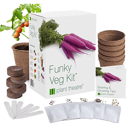 Kit com 5 pacotes de sementes (cenoura, abobrinha, couve-de-Bruxelas, acelgas e sementes de tomate), vasos, discos de turfa e marcadores, kits de cultivo...
