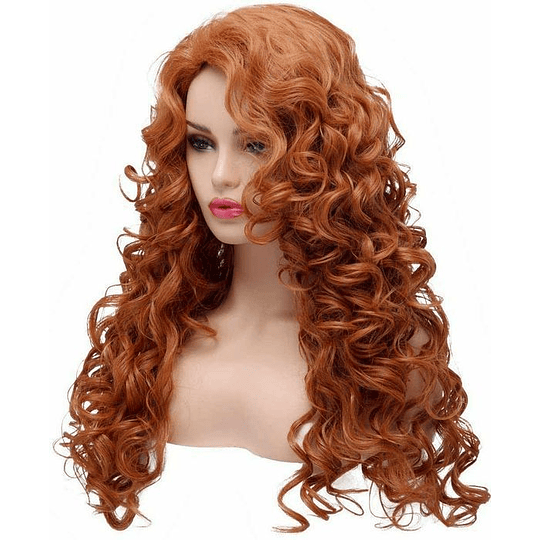 Peruca de cabelo comprido encaracolada ondulada cobre