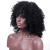 Afro perucas de cabelo preto encaracolado e encaracolado para mulher preta, cabelo natural preto, perucas brasileiras sintéticas onduladas com franja 