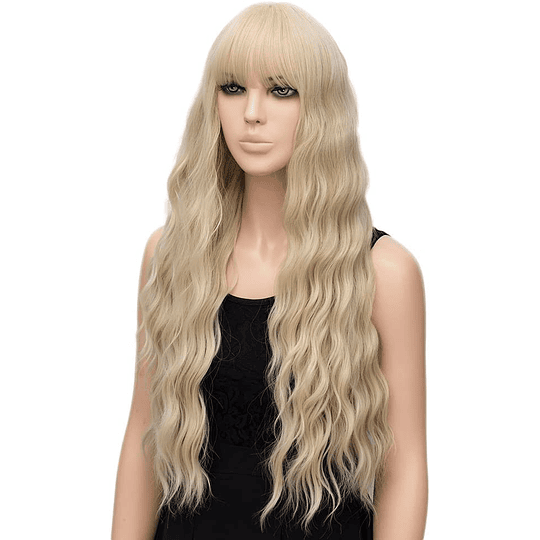 Peruca com franja 8 cores disponíveis cabelo sintético natural longo 71 cm
