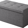 Puff baú dobrável retângulo banco para armazenamento otomanos de linho caixa de armazenamento com tampa apoios para os pés sofá 76 x 37,5 x 38 cm, cinzento escuro 