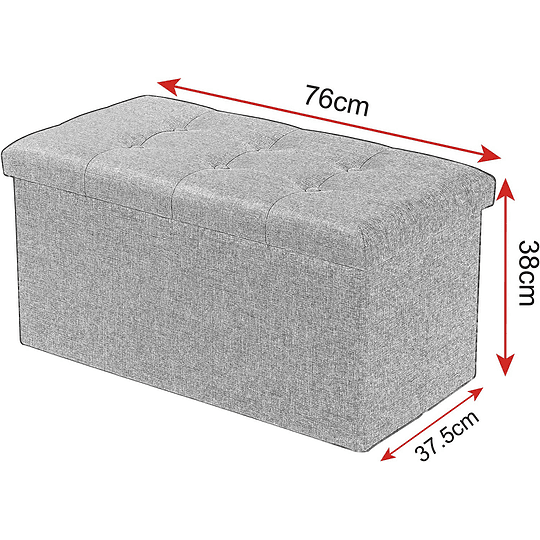 Puff baú dobrável retângulo banco para armazenamento otomanos de linho caixa de armazenamento com tampa apoios para os pés sofá 76 x 37,5 x 38 cm, cinzento escuro 