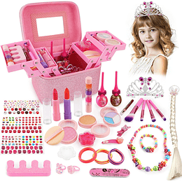 Brinquedo de maquilhagem para crianças, conjunto de 34 peças de brincar de maquilhagem, cosméticos, beleza, brinquedos de maquilhagem lavável para crianças