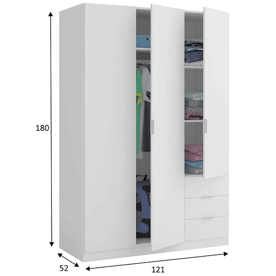 Roupeiro com 3 Portas 3 gavetas com entrega e montagem incluídos