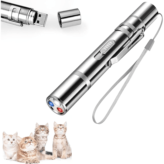 Brinquedos para gatos ponteiro LED, USB recarregável 7 em 1 função LED interativos 5 padrões brinquedos para gato cão mini lanterna ferramenta de treino para gato cão fazer e...
