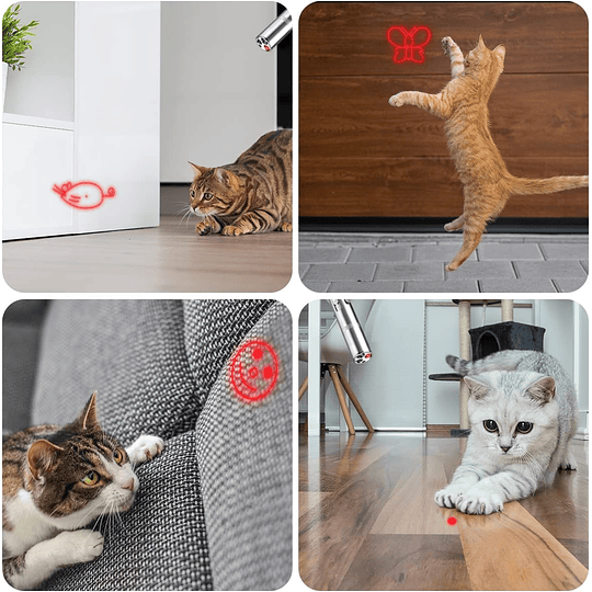 Brinquedos para gatos ponteiro LED, USB recarregável 7 em 1 função LED interativos 5 padrões brinquedos para gato cão mini lanterna ferramenta de treino para gato cão fazer e...