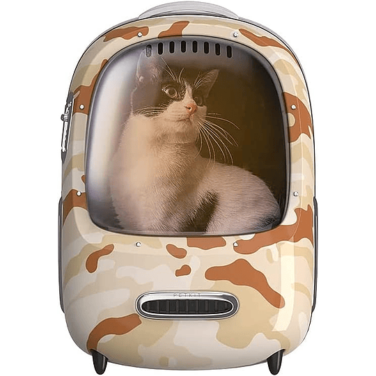 Mochila para gatos, mochila de viagem para cachorros, ventilador embutido e sistema de iluminação, mochila para transporte de animais de estimação bem ventilada, leve e conf...