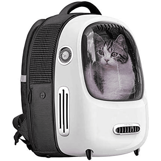 Mochila para gatos, mochila de viagem para cachorros, ventilador embutido e sistema de iluminação, mochila para transporte de animais de estimação bem ventilada, leve e conf...