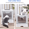 Areneiro gatos coberto com gaveta, areia para gatos grande XXL fechado caixa de areia dobrável caça-louças gato sem odores com pala e filtro 41 x 50,8 x 38,6 cm